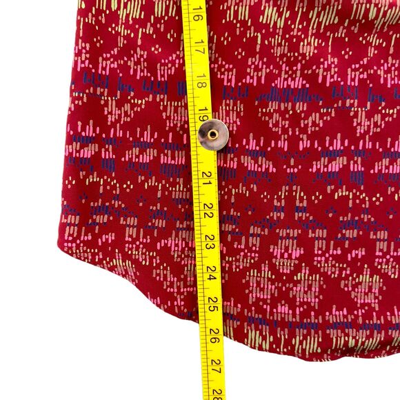 81 Poppies Print Tunic Blouse Rouched Long Sleeves V- Neck Silk USA XS - Picture 9 of 9